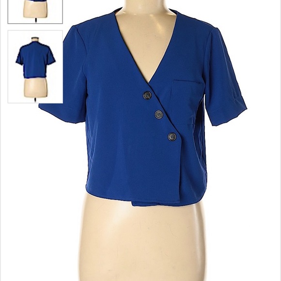 Ten Sixty Sherman Blue front Button Crop Top - Picture 3 of 6